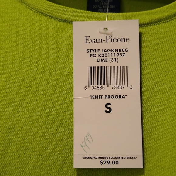 Lime green short sleeve knit top, small, nwt - Picture 3 of 3
